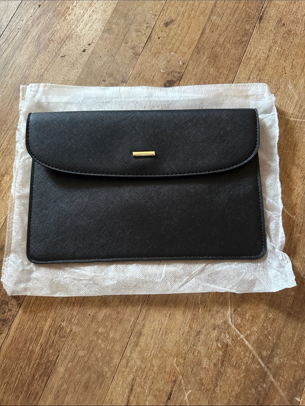 Amazon Black Fold-Over Clutch with Gold Accent - Never Used